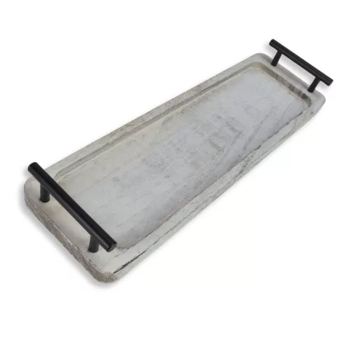 Fogantyús fa tálca vintage fehér 40x12cm 24/#