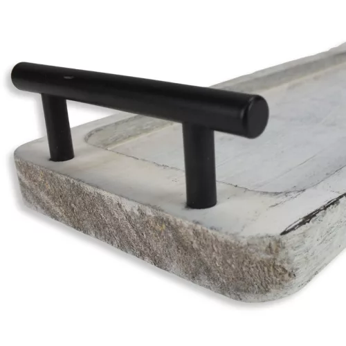 Fogantyús fa tálca vintage fehér 40x12cm 24/#