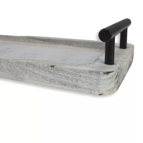 Fogantyús fa tálca vintage fehér 40x12cm 24/#