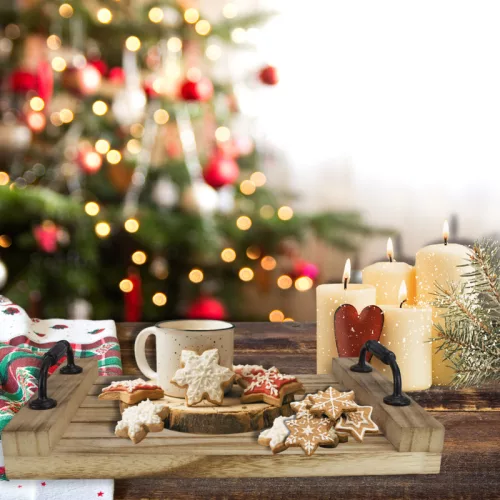 Fogantyús fa tálca barna 28x20cm 24/#