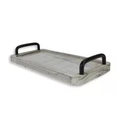 Fogantyús fa tálca vintage fehér 30x15cm 24/#