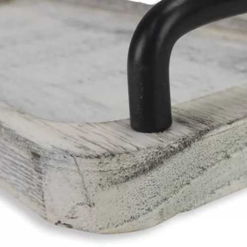 Fogantyús fa tálca vintage fehér 30x15cm 24/#