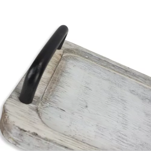 Fogantyús fa tálca vintage fehér 30x15cm 24/#