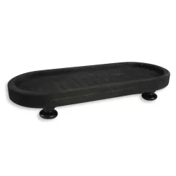 Ovális fa tálca lábon fekete 40x16cm 24/#