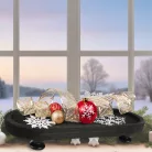 Ovális fa tálca lábon fekete 40x16cm 24/#