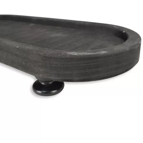 Ovális fa tálca lábon fekete 40x16cm 24/#