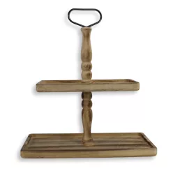   Kétszintes kínáló tál fából barna 40x20cm mag:45cm 12/#