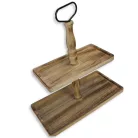 Kétszintes kínáló tál fából barna 40x20cm mag:45cm 12/#