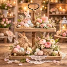 Kétszintes kínáló tál fából barna 40x20cm mag:45cm 12/#