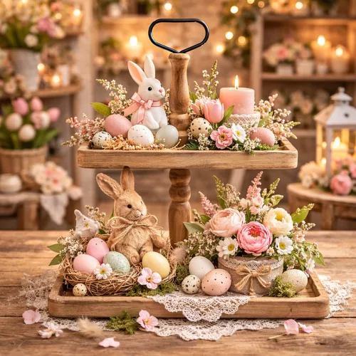 Kétszintes kínáló tál fából barna 40x20cm mag:45cm 12/#