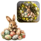 Nyomtatott dekorkarton - Húsvéti nyuszi tojásokkal 2db/csomag