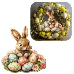   Nyomtatott dekorkarton - Húsvéti nyuszi tojásokkal 2db/csomag