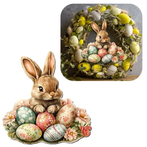 Nyomtatott dekorkarton - Húsvéti nyuszi tojásokkal 2db/csomag