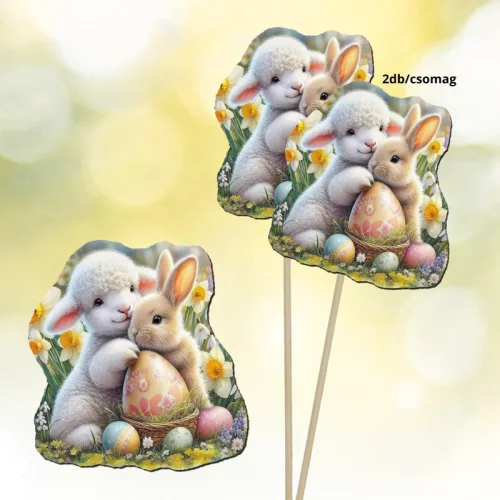 Nyomtatott dekorkarton - Bárányka nyuszival 2db/csomag