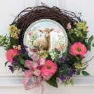 Nyomtatott fa tábla koszorú közép - Báránykás 11,8cm