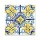 Nyomtatott fa tábla - Mediterrán csempe minta - kék-sárga 12,5x12,5cm