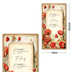 Nyomtatott fa tábla - Pipacsos akasztós tábla 13x24,3cm