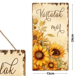   Nyomtatott fa tábla - Napraforgós akasztós tábla 13x24,3cm