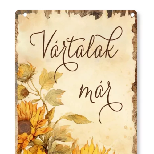 Nyomtatott fa tábla - Napraforgós akasztós tábla 13x24,3cm