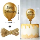 Nyomtatott dekorkarton - Boldog születésnapot lufi - arany 3db/csomag