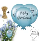 Nyomtatott dekorkarton - Boldog születésnapot lufi - pasztell kék 3db/csomag