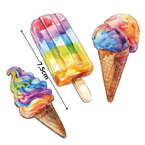 Nyomtatott dekorkarton - Színes fagyik - élénk 3db/csomag