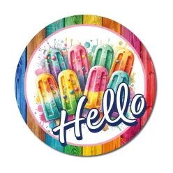   Nyomtatott fa tábla koszorú közép - Élénk fagyis 11,8cm