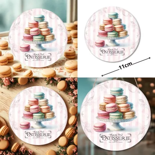 Nyomtatott fa tábla koszorú közép - Macaron 11,8cm