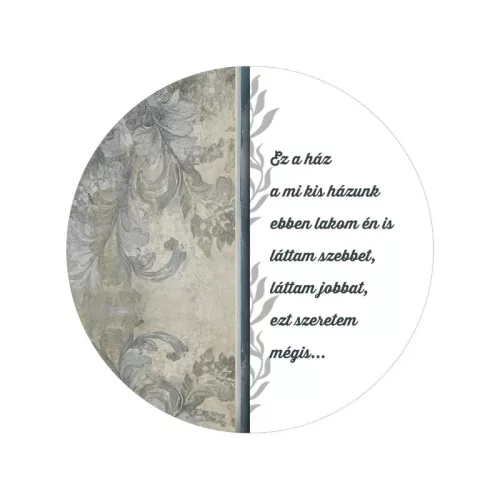 Nyomtatott fa tábla koszorú közép - Ez a ház 11,8cm