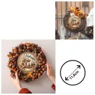 Nyomtatott fa tábla koszorú közép - Welcome kockás tökkel 11,8cm