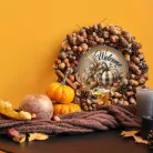 Nyomtatott fa tábla koszorú közép - Welcome kockás tökkel 11,8cm