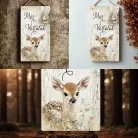 Nyomtatott fa tábla - Erdei állatok- Már vártalak akasztós tábla 13x24,3cm