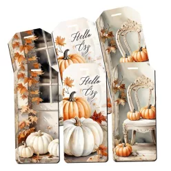   Nyomtatott dekorkarton - Fehér-narancs tök biléták 6db/csomag