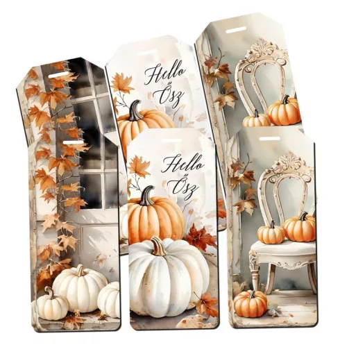 Nyomtatott dekorkarton - Fehér-narancs tök biléták 6db/csomag