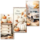 Nyomtatott dekorkarton - Fehér-narancs tök táblák 3db/csomag