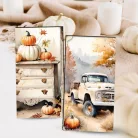 Nyomtatott dekorkarton - Fehér-narancs tök táblák 3db/csomag