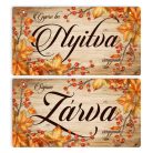 Nyomtatott fa tábla - Zárva-Nyitva Őszi 24,3x13cm