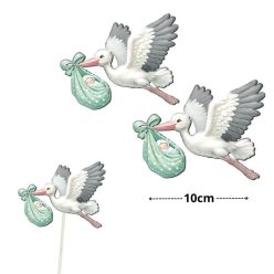 Nyomtatott dekorkarton - Gólya babával zöld 2db/csomag
