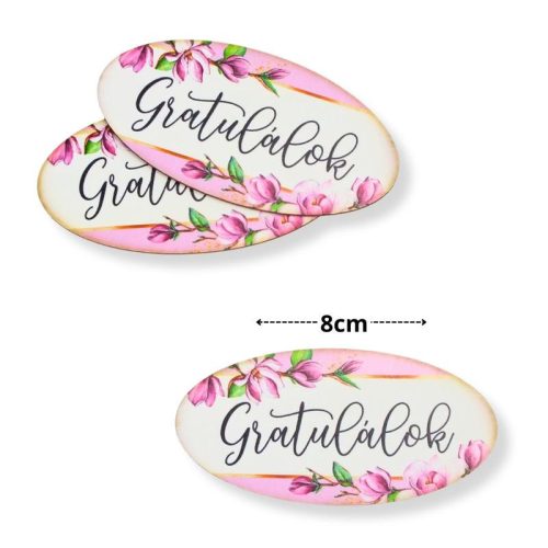 Nyomtatott dekorkarton - Gratulálok ovál tábla 3db