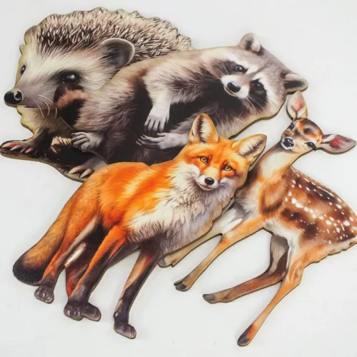 Nyomtatott dekorkarton - Őszi állatos válogatás (sünivel) 4db