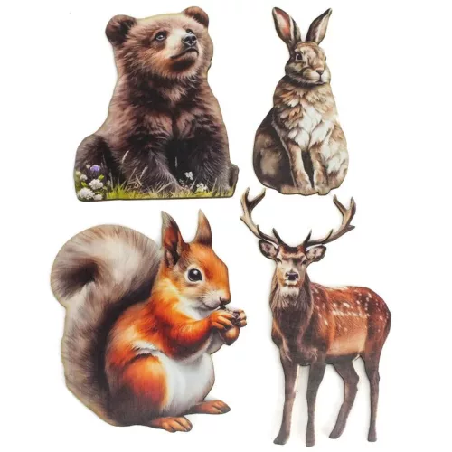 Nyomtatott dekorkarton - Őszi állatos válogatás (mókussal) 4db