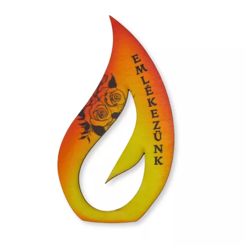 Nyomtatott fa - Örök láng 'Emlékezünk' 14x7,5cm