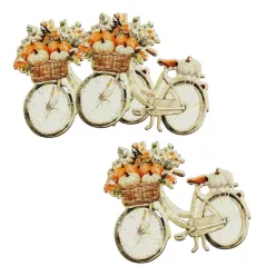 Nyomtatott dekorkarton - Őszi bicikli 8x7,5cm 3db/csomag