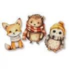 Nyomtatott dekorkarton - Rajzos őszi állatok ~7-8cm 3db/csomag