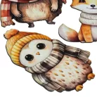 Nyomtatott dekorkarton - Rajzos őszi állatok ~7-8cm 3db/csomag