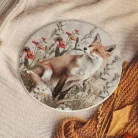 Nyomtatott fa tábla koszorú közép - Erdei állatok - róka 14,8cm