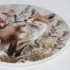 Nyomtatott fa tábla koszorú közép - Erdei állatok - róka 14,8cm