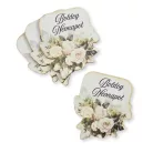 Nyomtatott dekorkarton - Boldog névnapot virágos tábla - fehér 4db/csomag