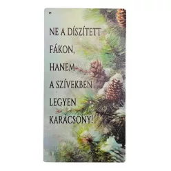 Nyomtatott fa tábla - Karácsonyi tobozos akasztós tábla