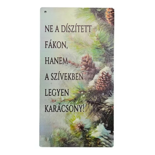 Nyomtatott fa tábla - Karácsonyi tobozos akasztós tábla